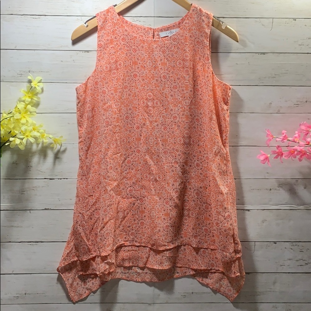 NWOT Fever lightweight Orange Print Tank Blouse